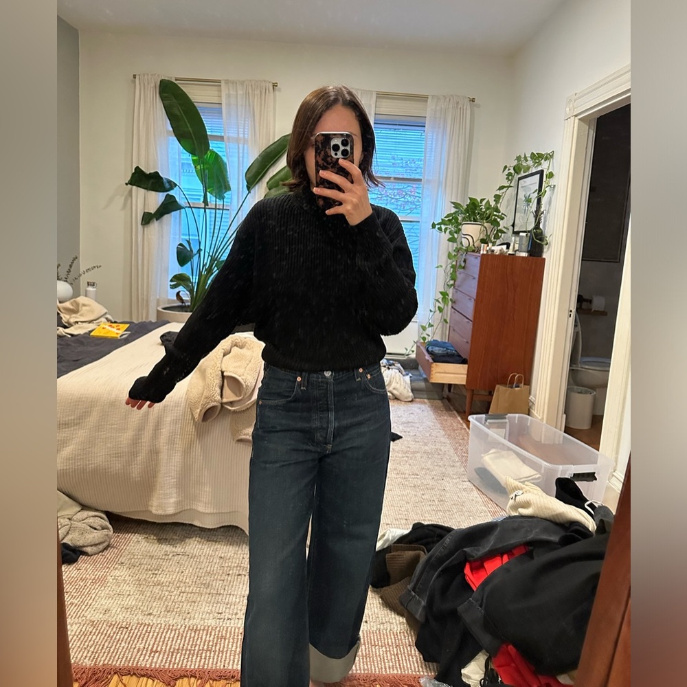 Ba&sh mock neck ribbed wool sweater